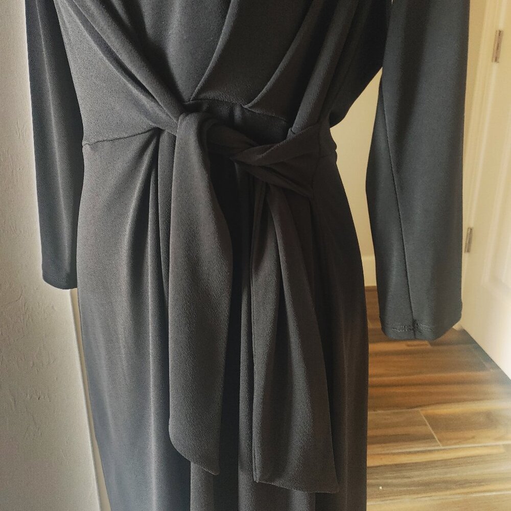 WORTHINGTON Black Waist Wrap Tie Front Dress - Size Large - Picture 2 of 4